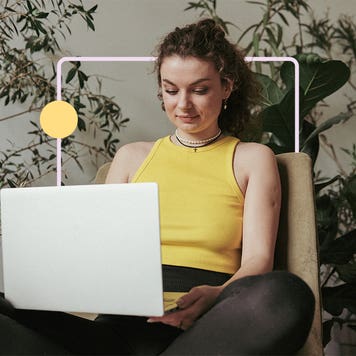 Young woman working on a laptop