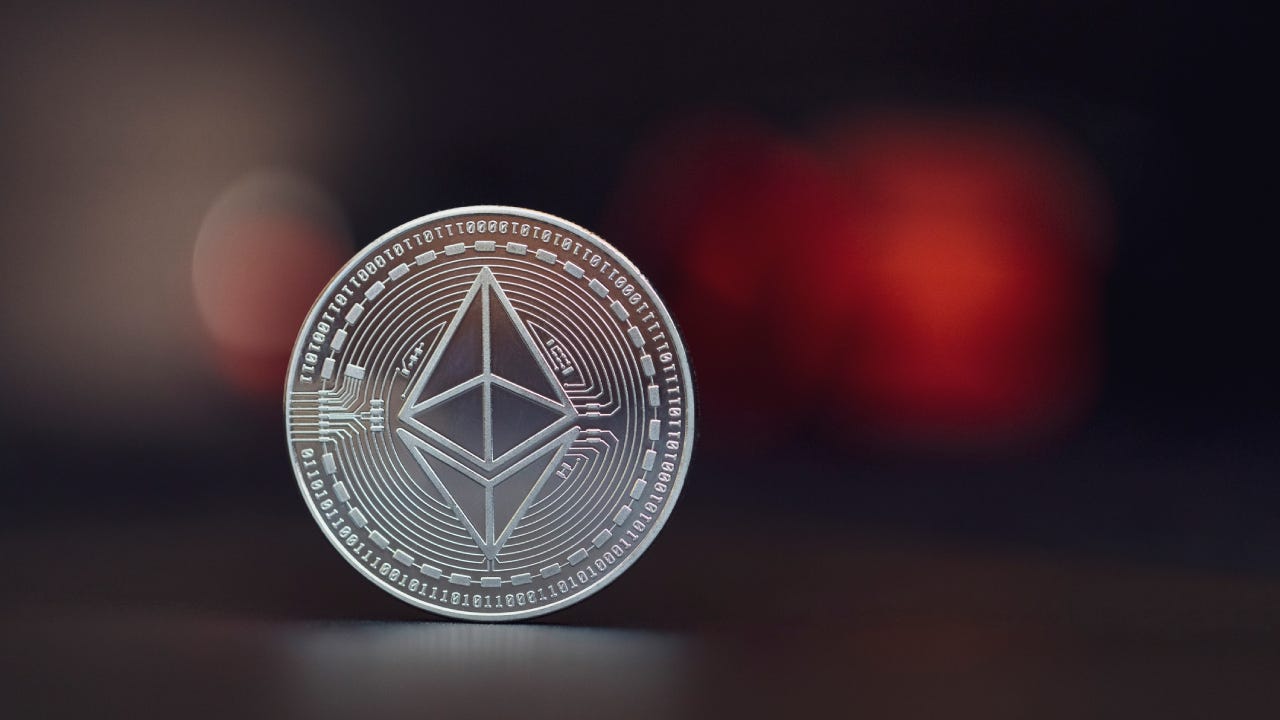 A physical representation of an Ethereum coins