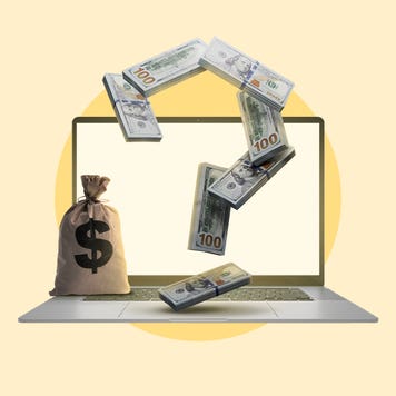 A question mark made of money