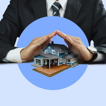 Hands steepled over a house.