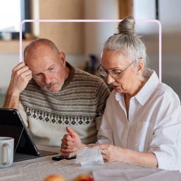 Old people looking at information