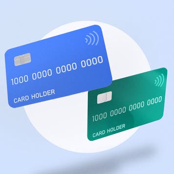 Blue and green credit cards design element