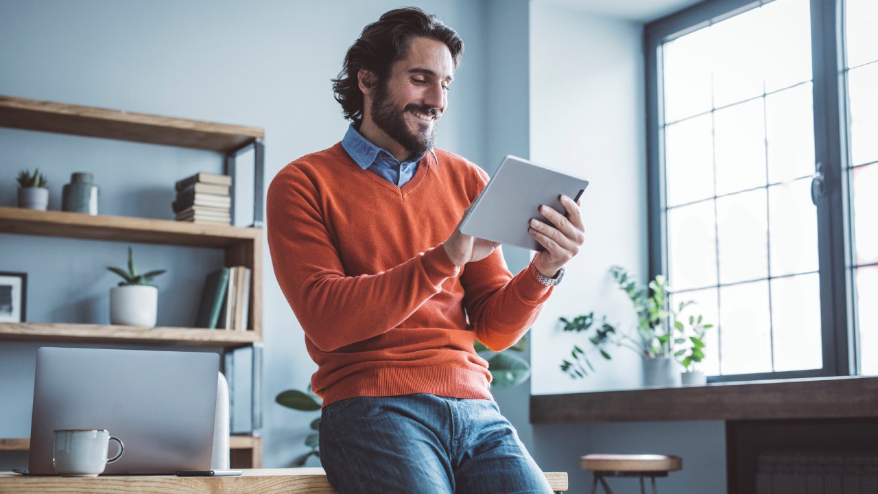 Businessman working from home office