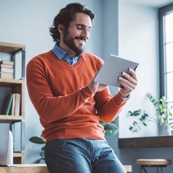 Businessman working from home office