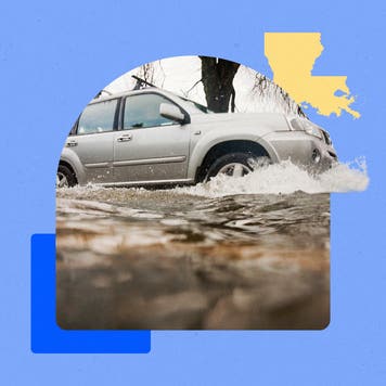 Car driving through high water