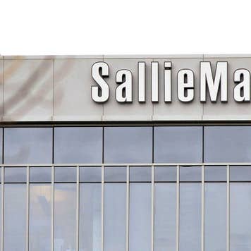A logo hangs outside a Sallie Mae building in Reston, Virgin