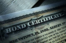close up shot of bond certificate