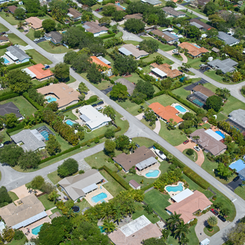 USA, Florida, Miami, Aerial view ofsuburban neighborhood in summer