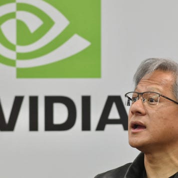 Jensen Huang, CEO of NVIDIA, speaks during a press conference at the Computex 2023