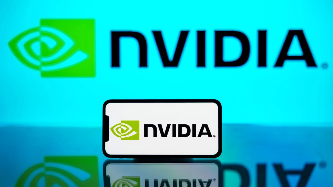 In this photo illustration, the Nvidia logo is seen