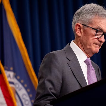 Federal Reserve Chair Powell at a podium
