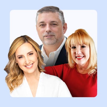 design element of credit card experts headshots