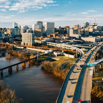 Aerial view of city in Virginia