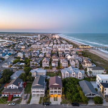 aerial view of homes on wrightsville beach north carolina
