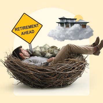 A man laying in a very large bird nest, fiction