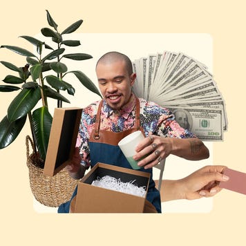 plantshop owner watering plants