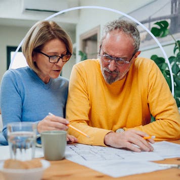 An older couple reviewing documents