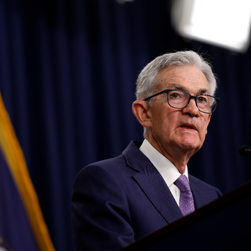 Federal Reserve Bank Chair Jerome Powell at a news conference
