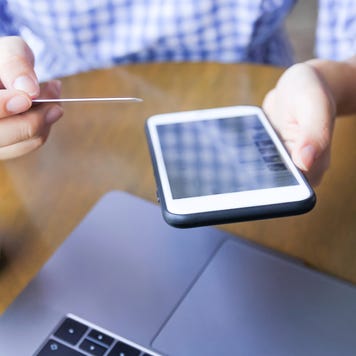 Someone online shopping by credit card payment