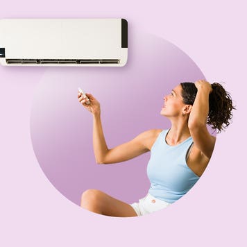Person near air conditioner