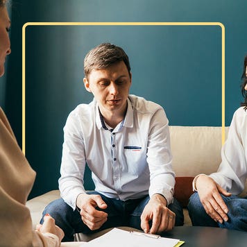 Couple reviewing documents
