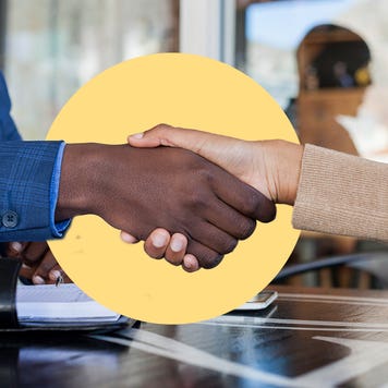 A handshake between two people