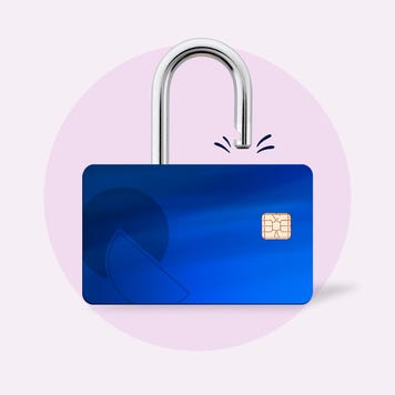 Design element of a credit card with a pad lock