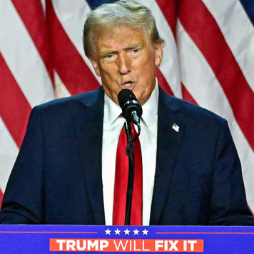 Trump speaks at an election night event on Nov. 6, 2024.