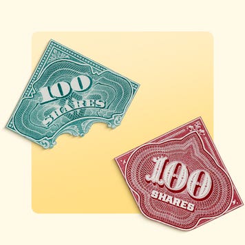 Illustration of stock share stubs.