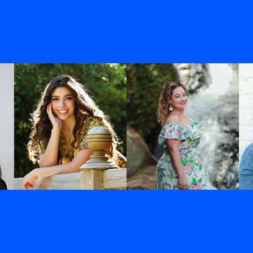 Photo illustration showing headshots from left: Shang Saavedra, Taylor Price, Jannese Torres and Chloé Daniels.