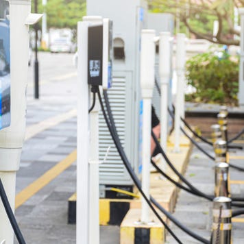 cars charging at charging station