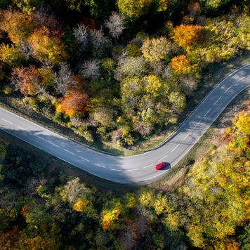 Car driving on windy road
