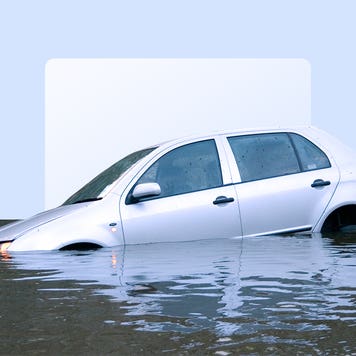 design image of a car flooding in water