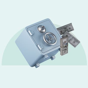 Illustration of safe with money