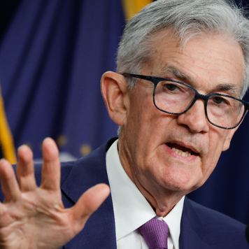 Federal Reserve Bank Chair Jerome Powell announces that interest rates will remain unchanged during a news conference.