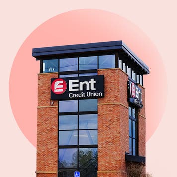 ENT Credit Union tower against pink backdrop