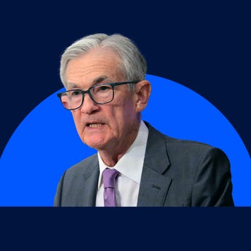 Image of Jerome Powell on a blue background.