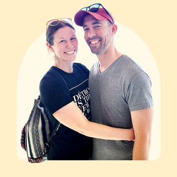 Author Lauren Nowacki and husband Mike embrace