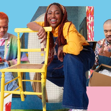 Three small business owners are seen with their products