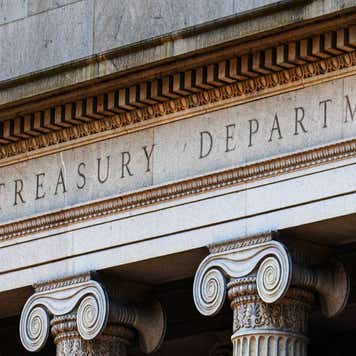 Exterior of the Treasury Department.