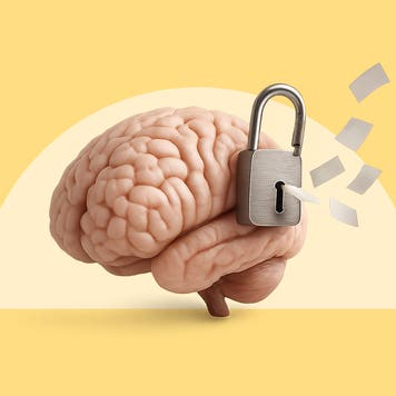 design image of a brain with a lock on it