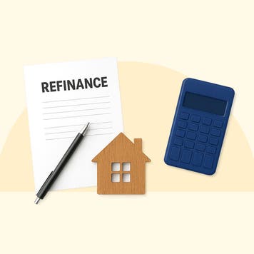 A document headed with "refinance" and a calculator