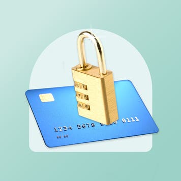 Credit card with lock on top of it