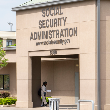 The entrance to a Social Security office in Houston, Texas.