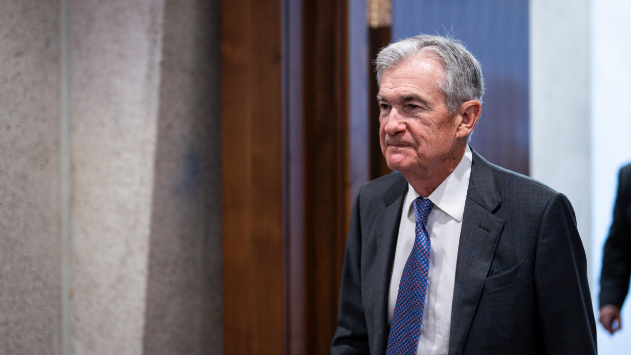 Jerome Powell, chairman of the US Federal Reserve, arrives for the Federal Reserve Board open meeting in Washington, DC, Oct. 24, 2025.