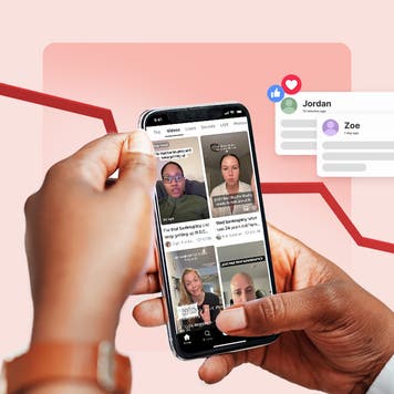 Graphic of a person on TikTok.