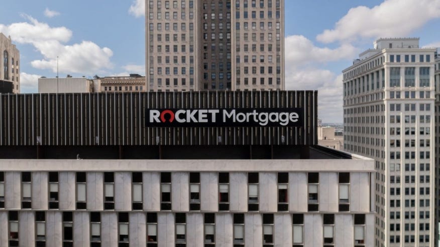 Rocket Mortgage logo seen on large building