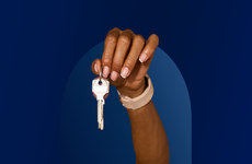 Bankrate awards 2024 home insurance banner featuring a hand holding a set of keys