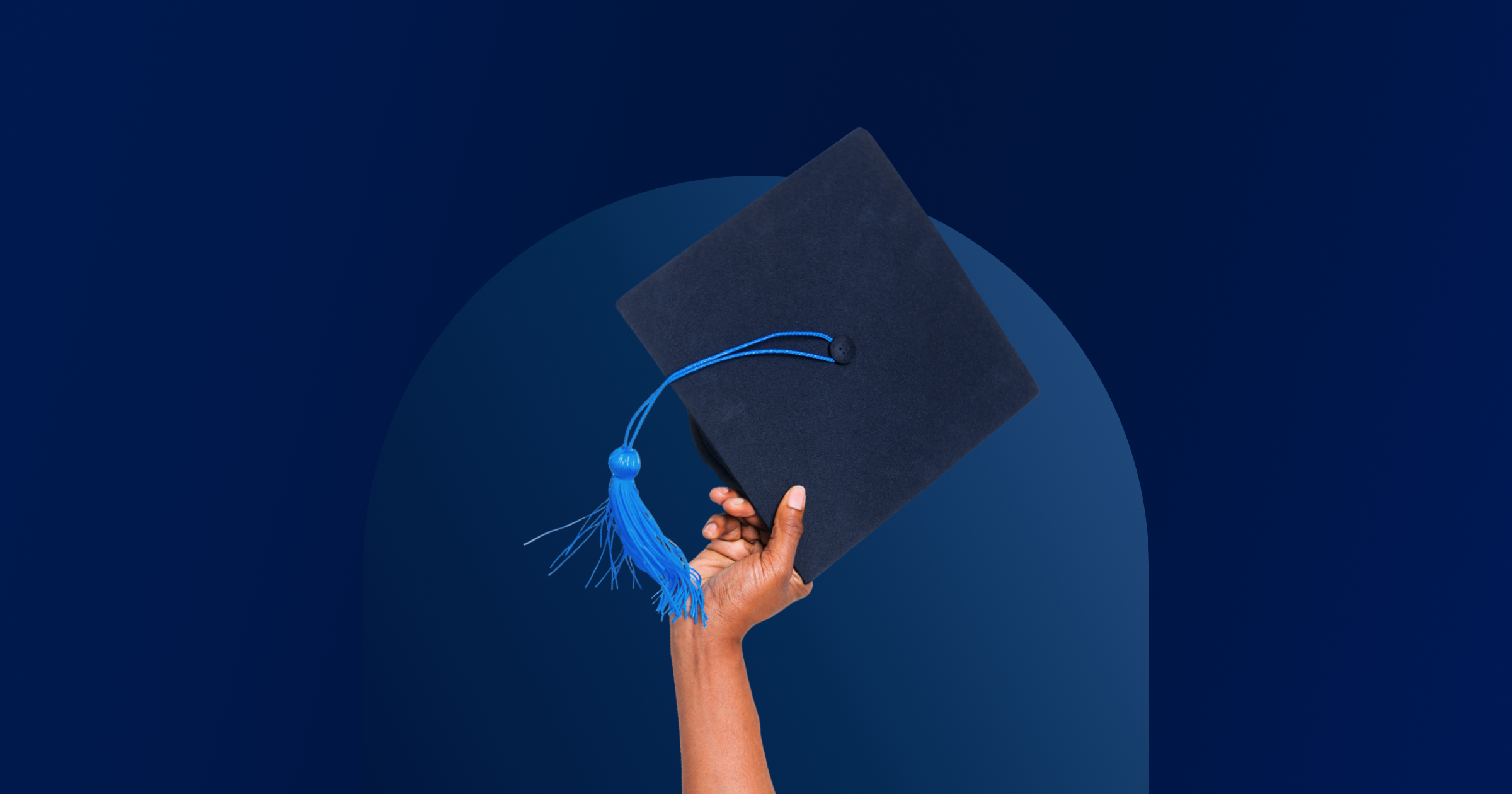 Bankrate awards 2024 student loans banner featuring a hand holding a graduation cap