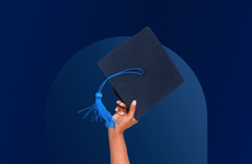 Bankrate awards 2024 student loans banner featuring a hand holding a graduation cap